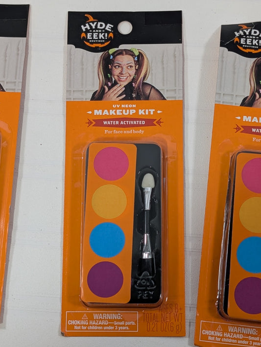 3-Pack Hyde and EEK Boutique UV Neon Makeup Kit Water Activated for Face & Body