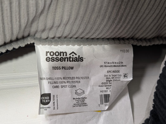 2-Pack Room Essentials Decorative Toss Pillow Grey & Black Extra Soft 17 x 9 x 2