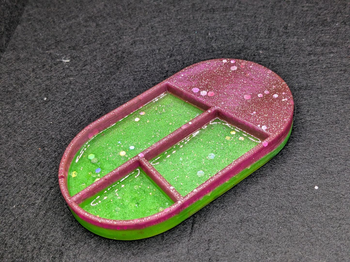 Handmade Small Resin Art Trinket Tray - Sectioned Organizer Dish