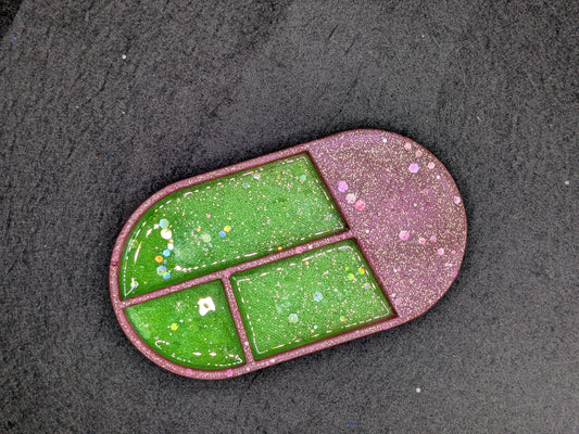 Handmade Small Resin Art Trinket Tray - Sectioned Organizer Dish