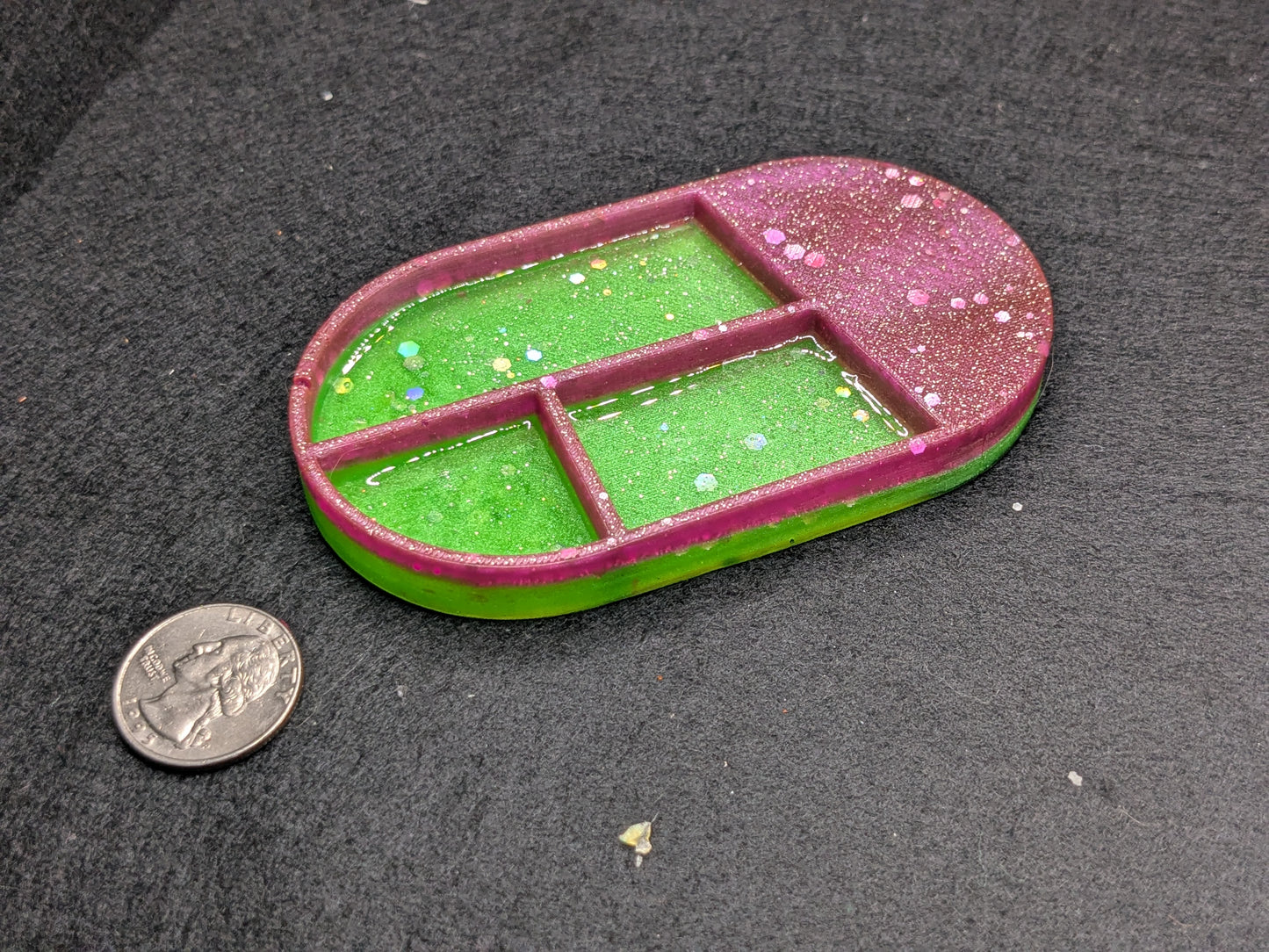 Handmade Small Resin Art Trinket Tray - Sectioned Organizer Dish
