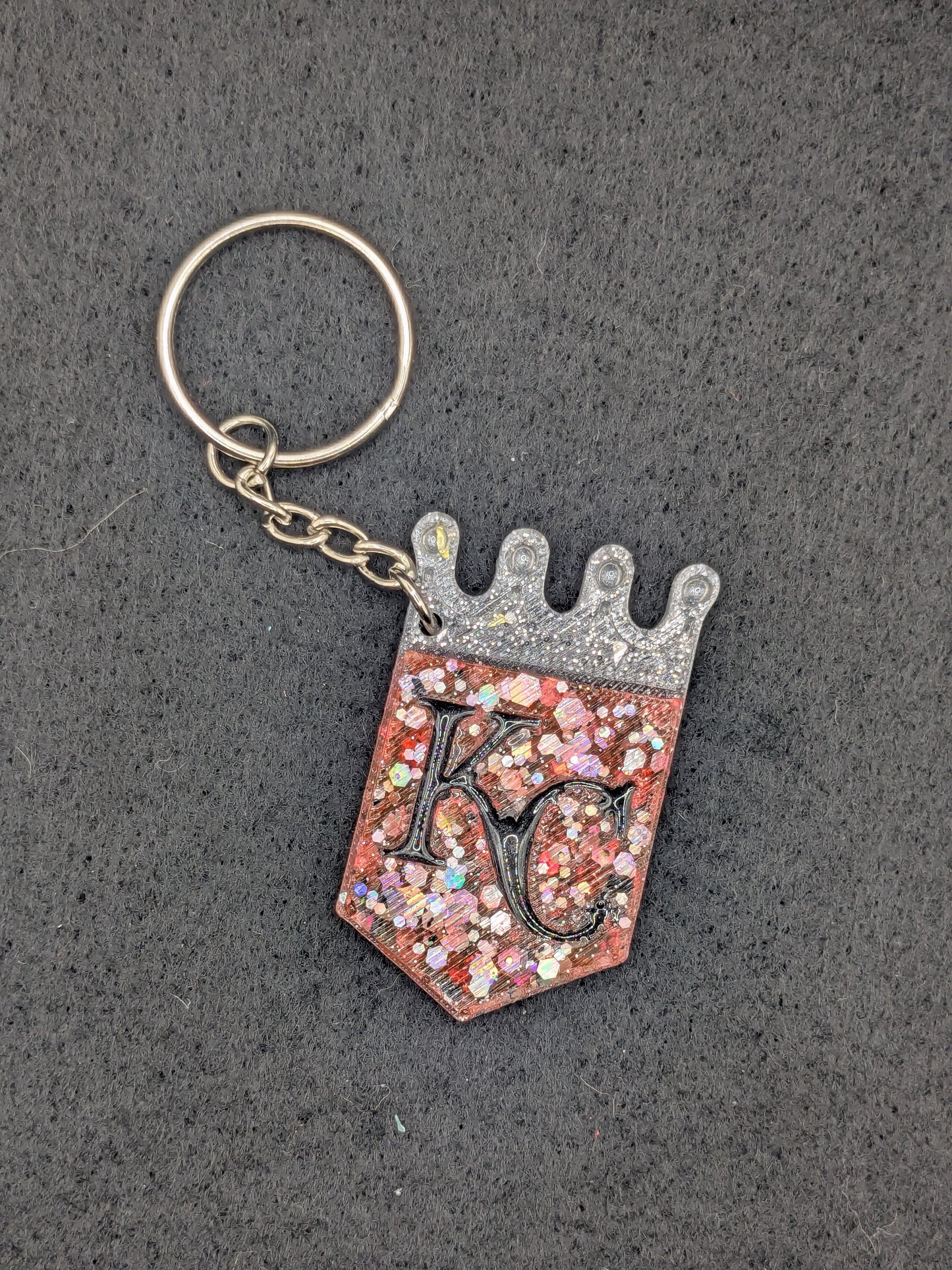 Handcrafted Kansas City Royals Crown Resin Art Keychain