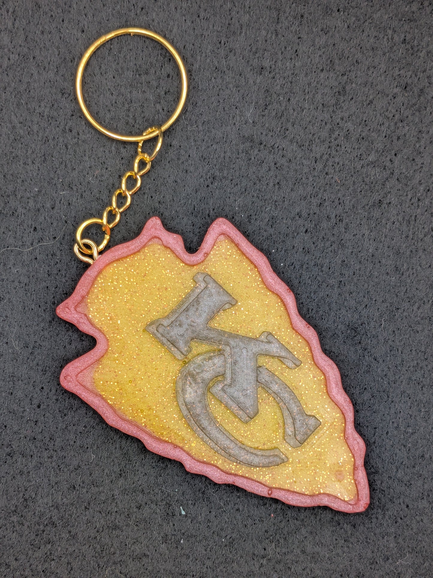 Hand Crafted Kansas City Chiefs Arrowhead Resin Art Keychain
