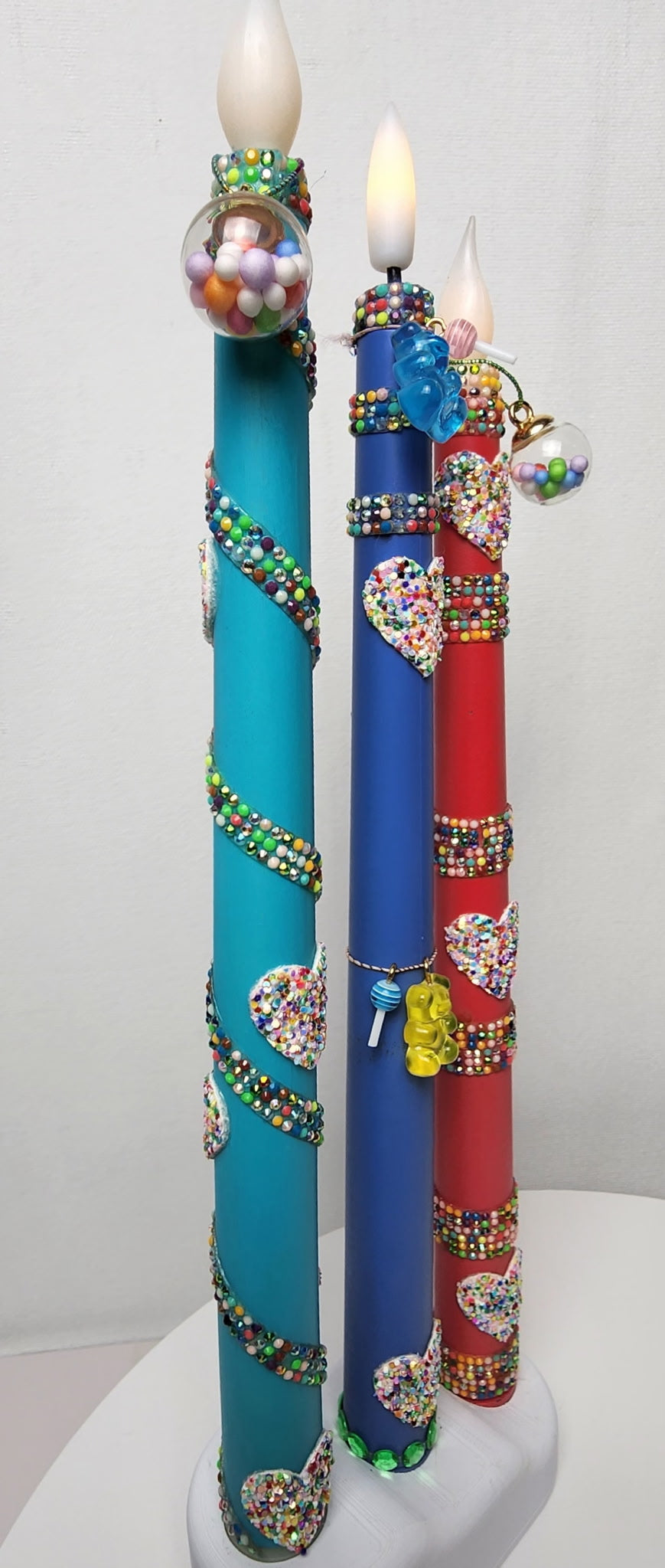 Candy-Inspired LED Candle Set with Custom 3D-Printed Holder