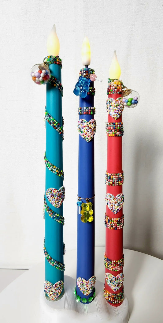 Candy-Inspired LED Candle Set with Custom 3D-Printed Holder