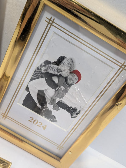 3-Packs Elsa L 2024 Family Photo Frames Gold Tone Finish 1x (4x4) & 2x (4x6)