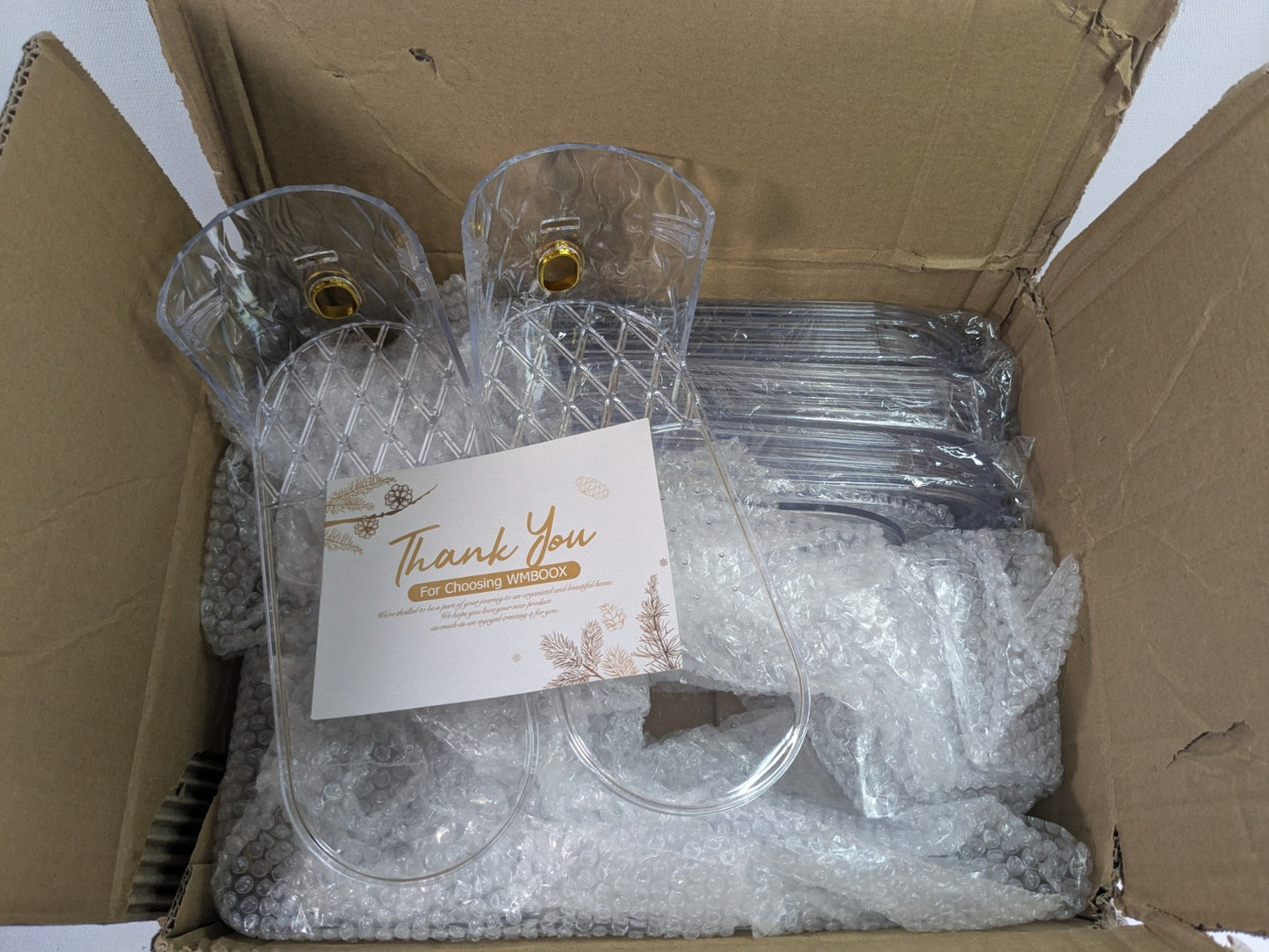 15 Pack Shoe Slots Organizer, Adjustable Shoe Stacker. Clear And Gold Design.