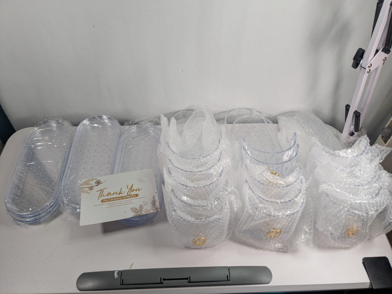 15 Pack Shoe Slots Organizer, Adjustable Shoe Stacker. Clear And Gold Design.