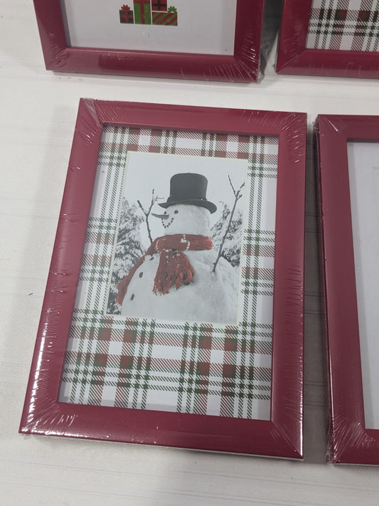 4-Pack Elsa L 4x6 Matted to 3x4 Plaid & Presents Picture Frame for Kids & Adults