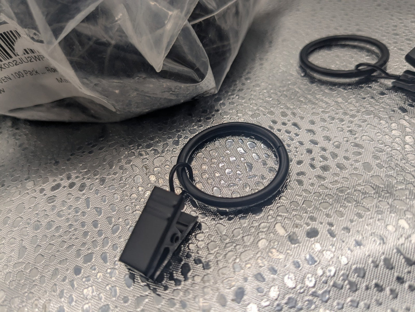 10-Pack Black Curtain Rod Ring with Clips 2" ID