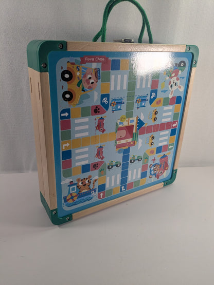 10-in-1 Wooden Board Game Set for Kids – Chess, Racing, Adventure & More