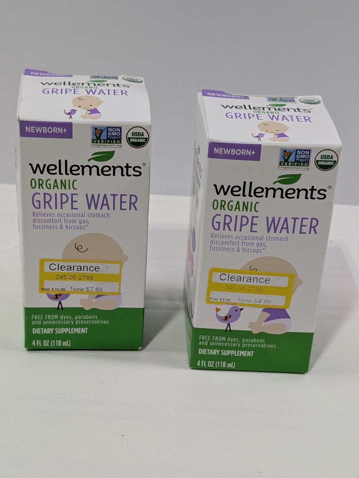 2-Pack Wellements Organic Gripe Water Relief from Baby Gas, Colic & Hiccups 4 Oz