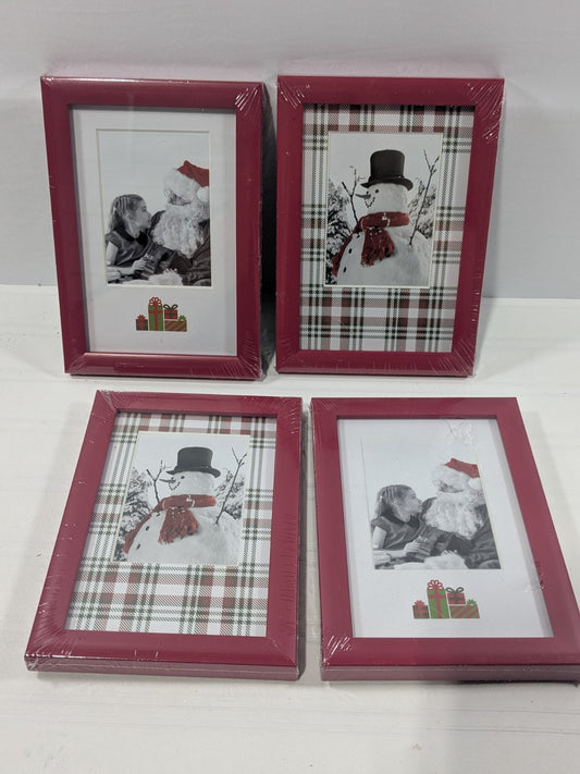 4-Pack Elsa L 4x6 Matted to 3x4 Plaid & Presents Picture Frame for Kids & Adults
