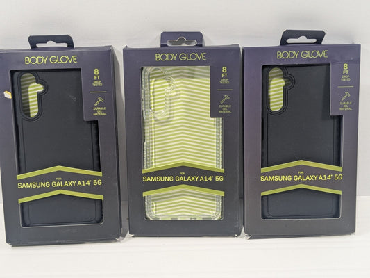 3-Pack Body Glove Protective Phone Cases Clear & Black for Samsung Galaxy A14 5G