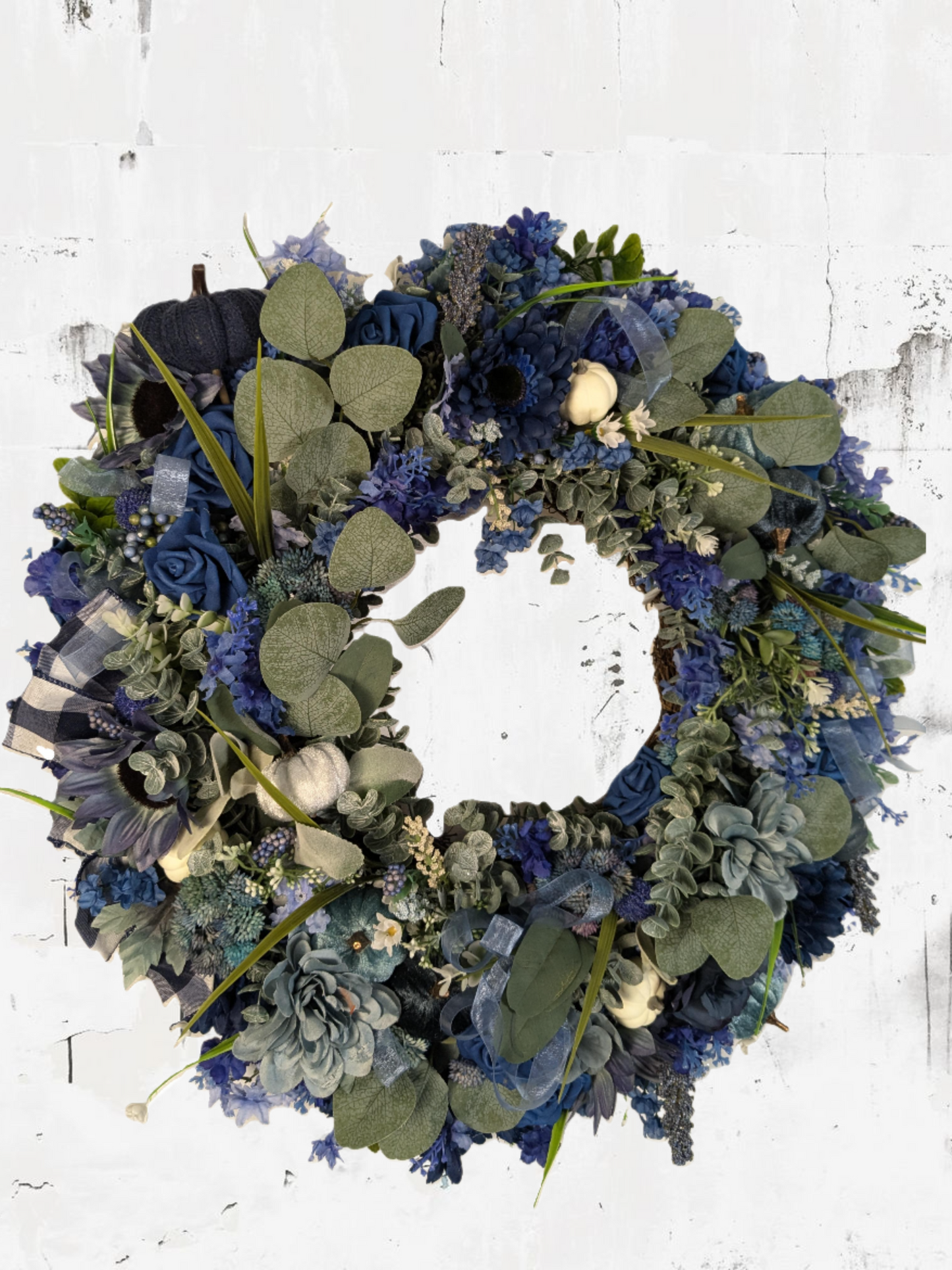 Handcrafted Blue Floral Wreath