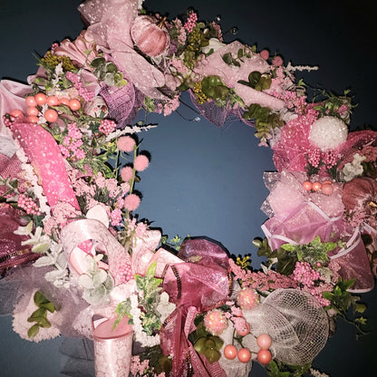 Elegant Pink Floral Handmade Wreath