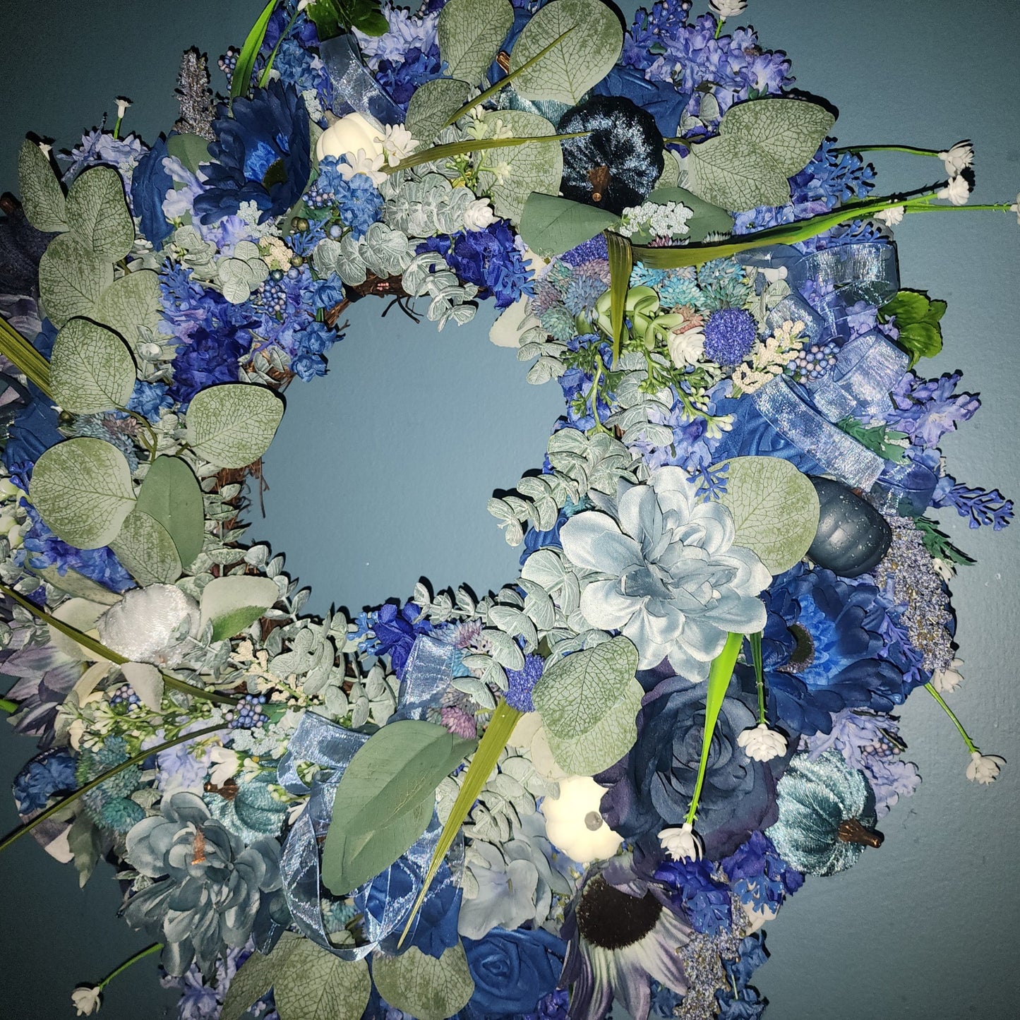 Handcrafted Blue Floral Wreath