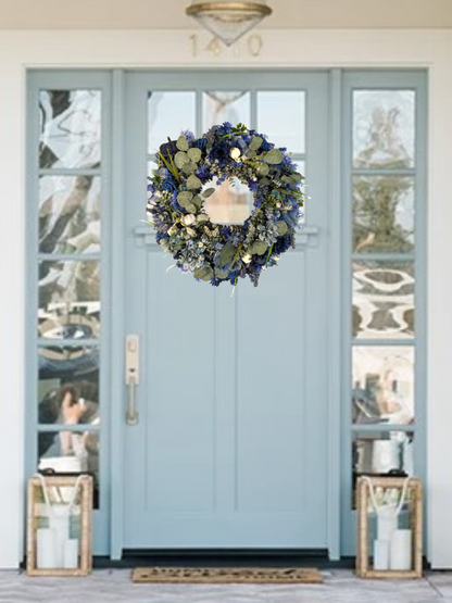 Handcrafted Blue Floral Wreath
