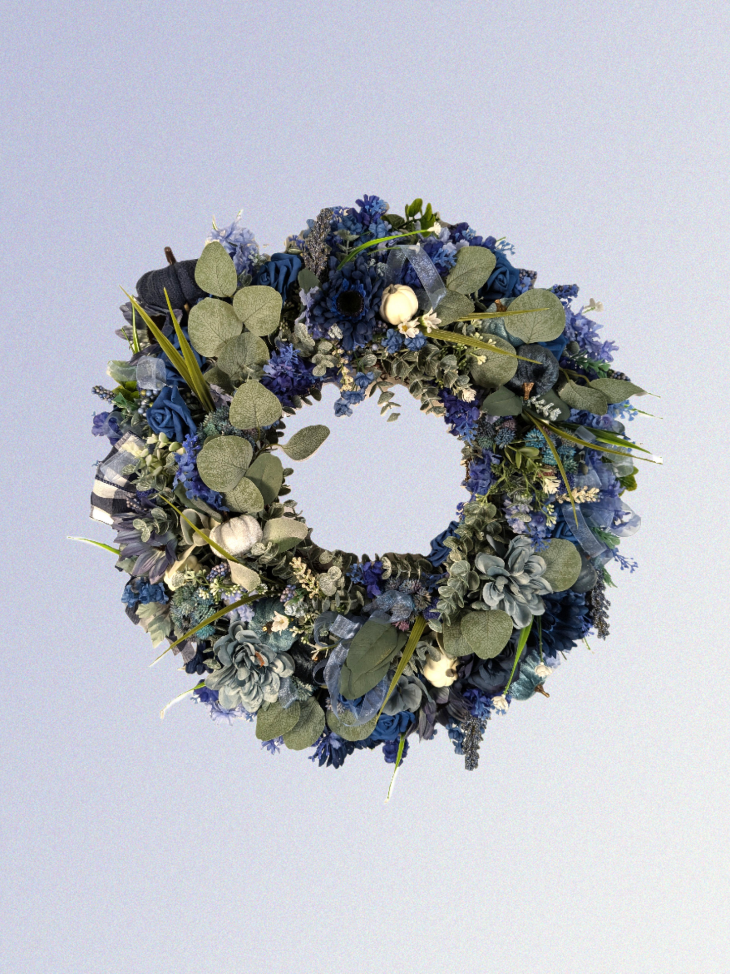 Handcrafted Blue Floral Wreath