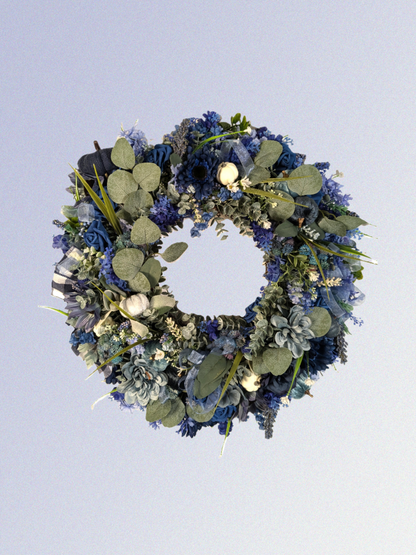 Handcrafted Blue Floral Wreath