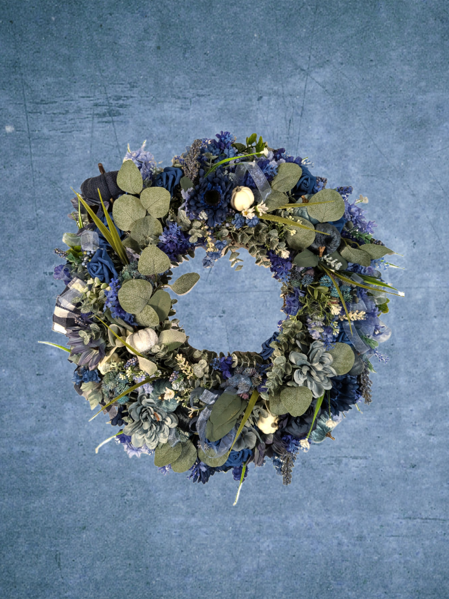 Handcrafted Blue Floral Wreath