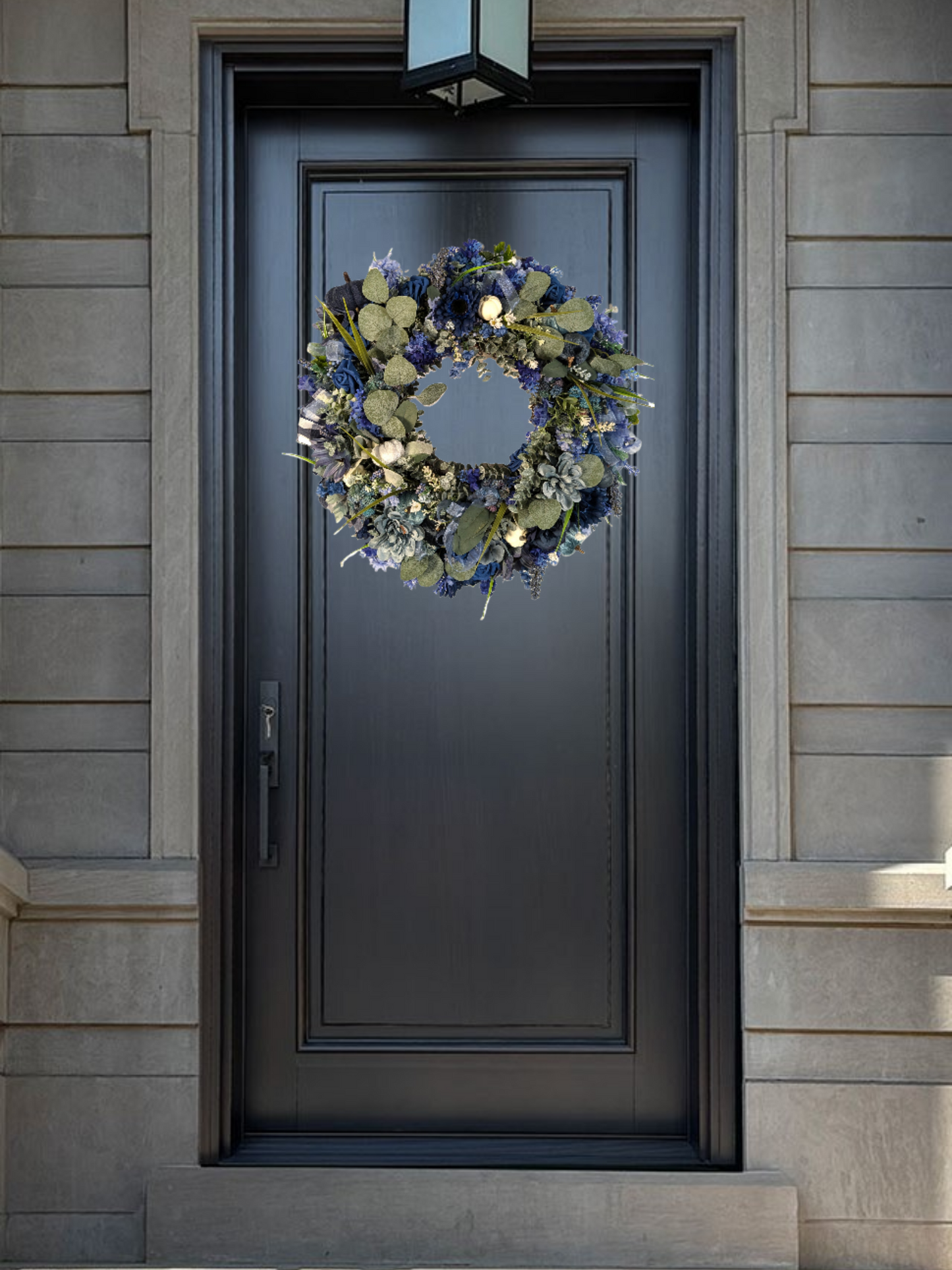 Handcrafted Blue Floral Wreath