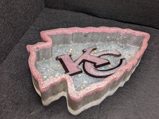 Kansas City Chiefs Resin Art Tray – Handmade Arrowhead Design