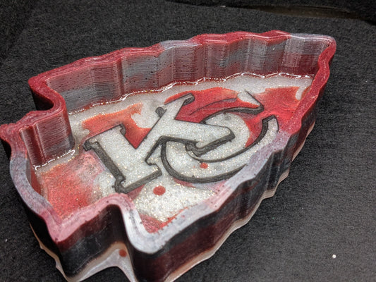Kansas City Chiefs Resin Art Tray – Handmade Arrowhead Design