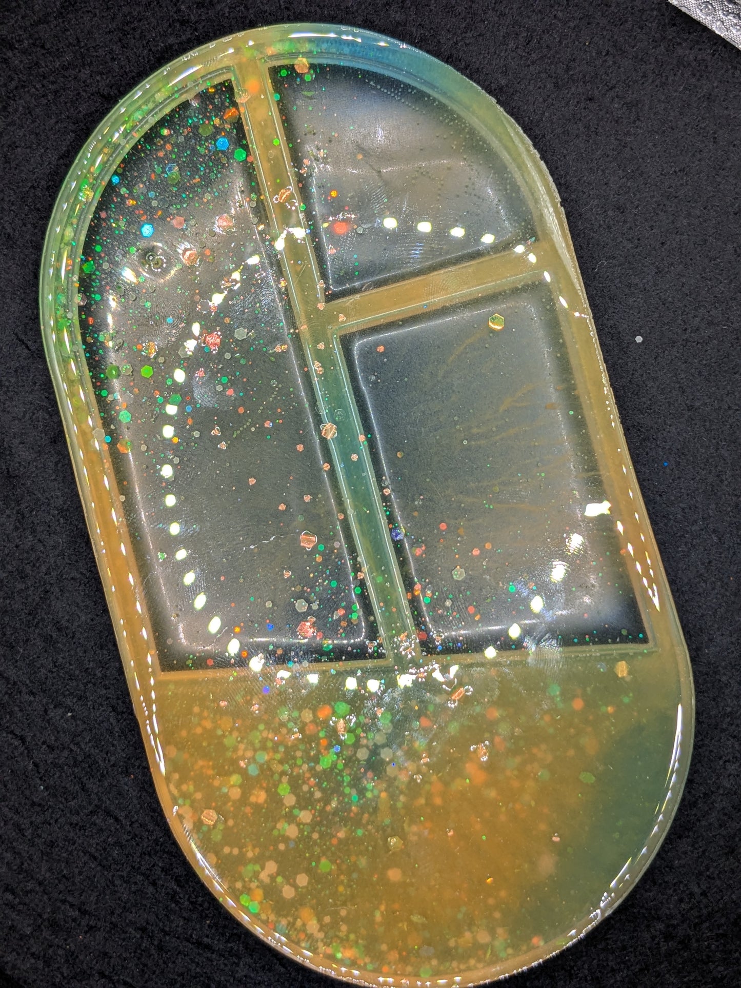 Handmade Small Resin Art Trinket Tray - Sectioned Organizer Dish