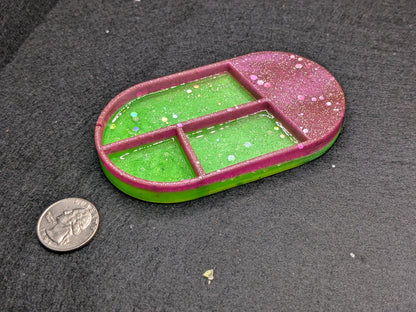 Handmade Small Resin Art Trinket Tray - Sectioned Organizer Dish