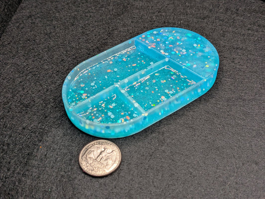 Handmade Small Resin Art Trinket Tray - Sectioned Organizer Dish