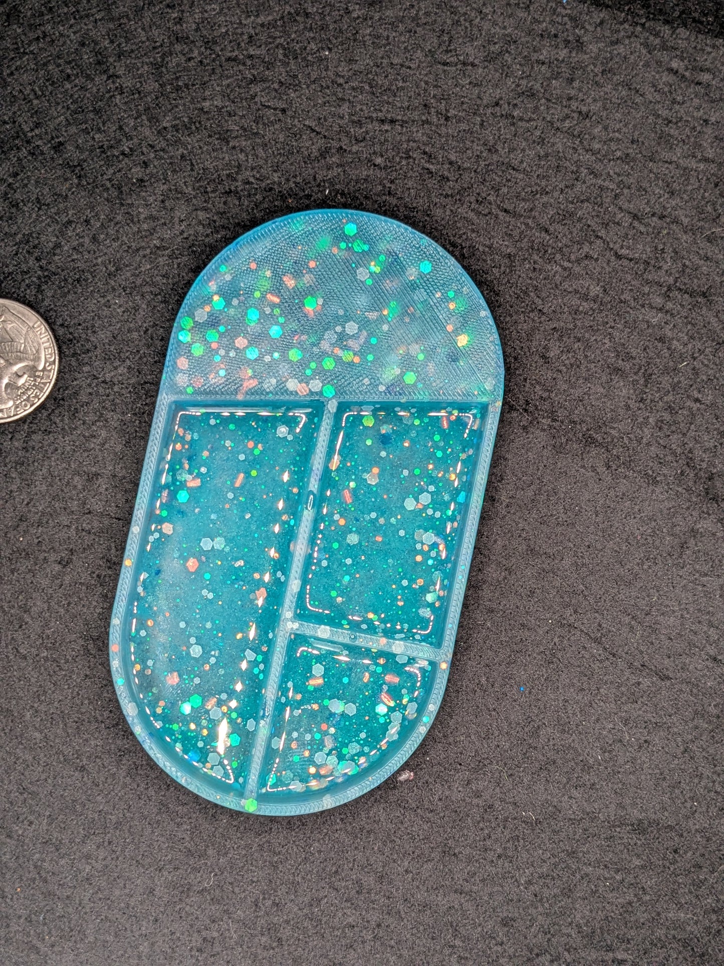 Handmade Small Resin Art Trinket Tray - Sectioned Organizer Dish