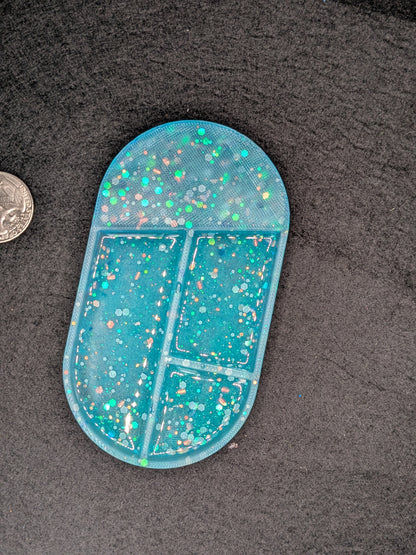 Handmade Small Resin Art Trinket Tray - Sectioned Organizer Dish