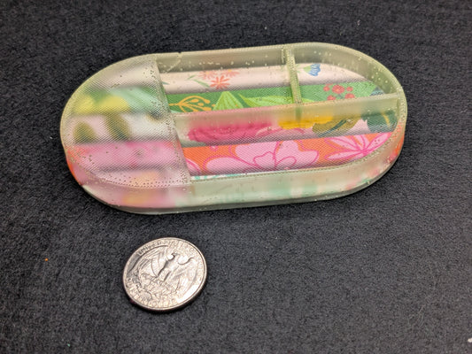 Handmade Small Resin Art Trinket Tray - Sectioned Organizer Dish