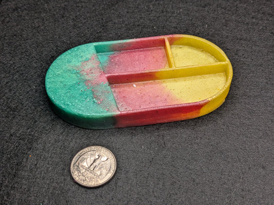 Handmade Small Resin Art Trinket Tray - Sectioned Organizer Dish