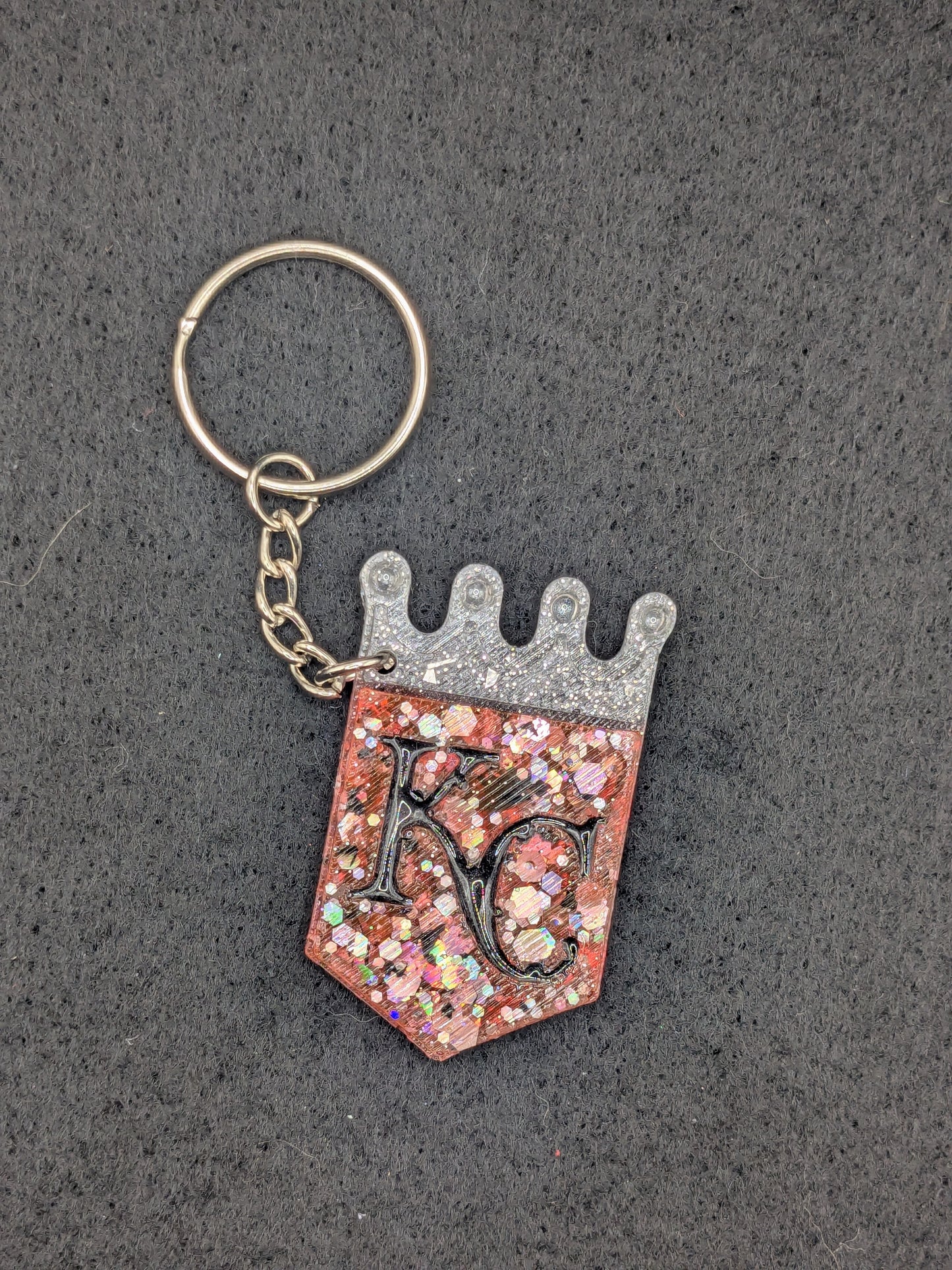 Handcrafted Kansas City Royals Crown Resin Art Keychain