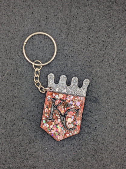 Handcrafted Kansas City Royals Crown Resin Art Keychain