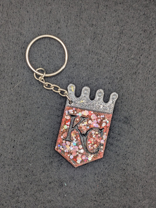 Handcrafted Kansas City Royals Crown Resin Art Keychain