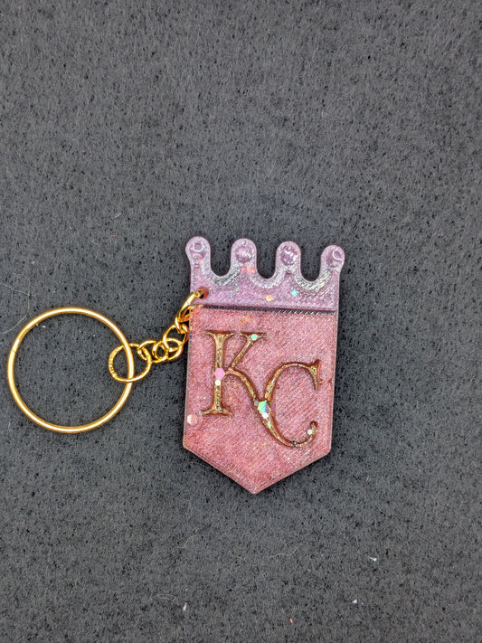 Handcrafted Kansas City Royals Crown Resin Art Keychain