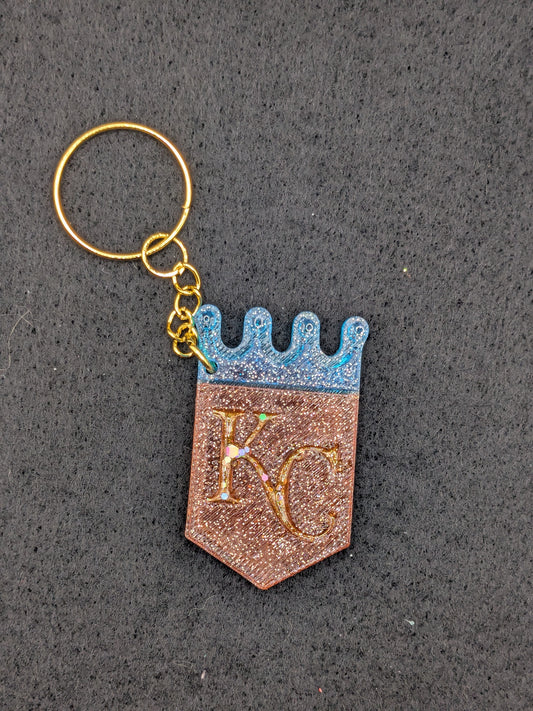 Handcrafted Kansas City Royals Crown Resin Art Keychain
