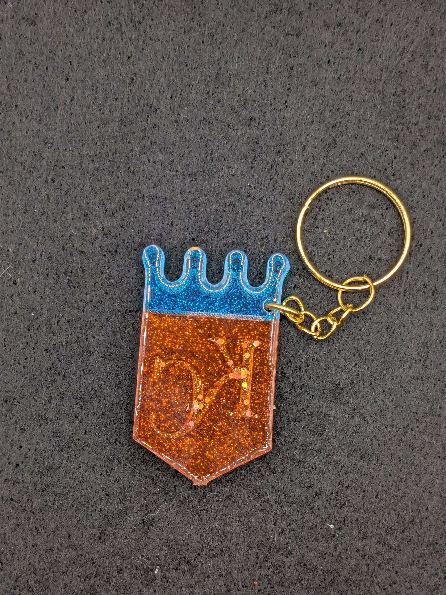 Handcrafted Kansas City Royals Crown Resin Art Keychain