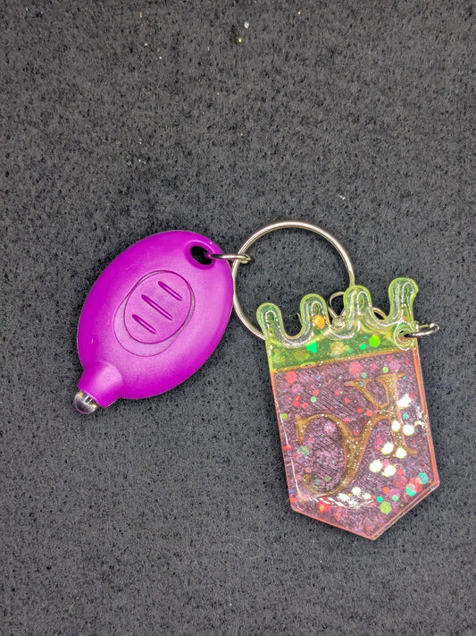 Luminous Handcrafted Kansas City Royals Crown Resin Art Keychain with UV LED Blacklight