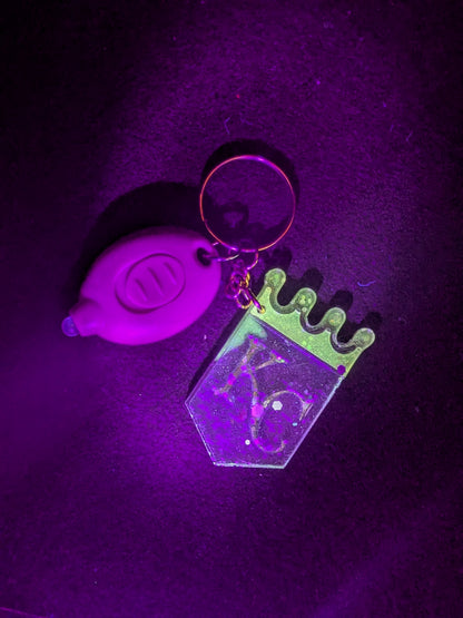 Luminous Handcrafted Kansas City Royals Crown Resin Art Keychain with UV LED Blacklight