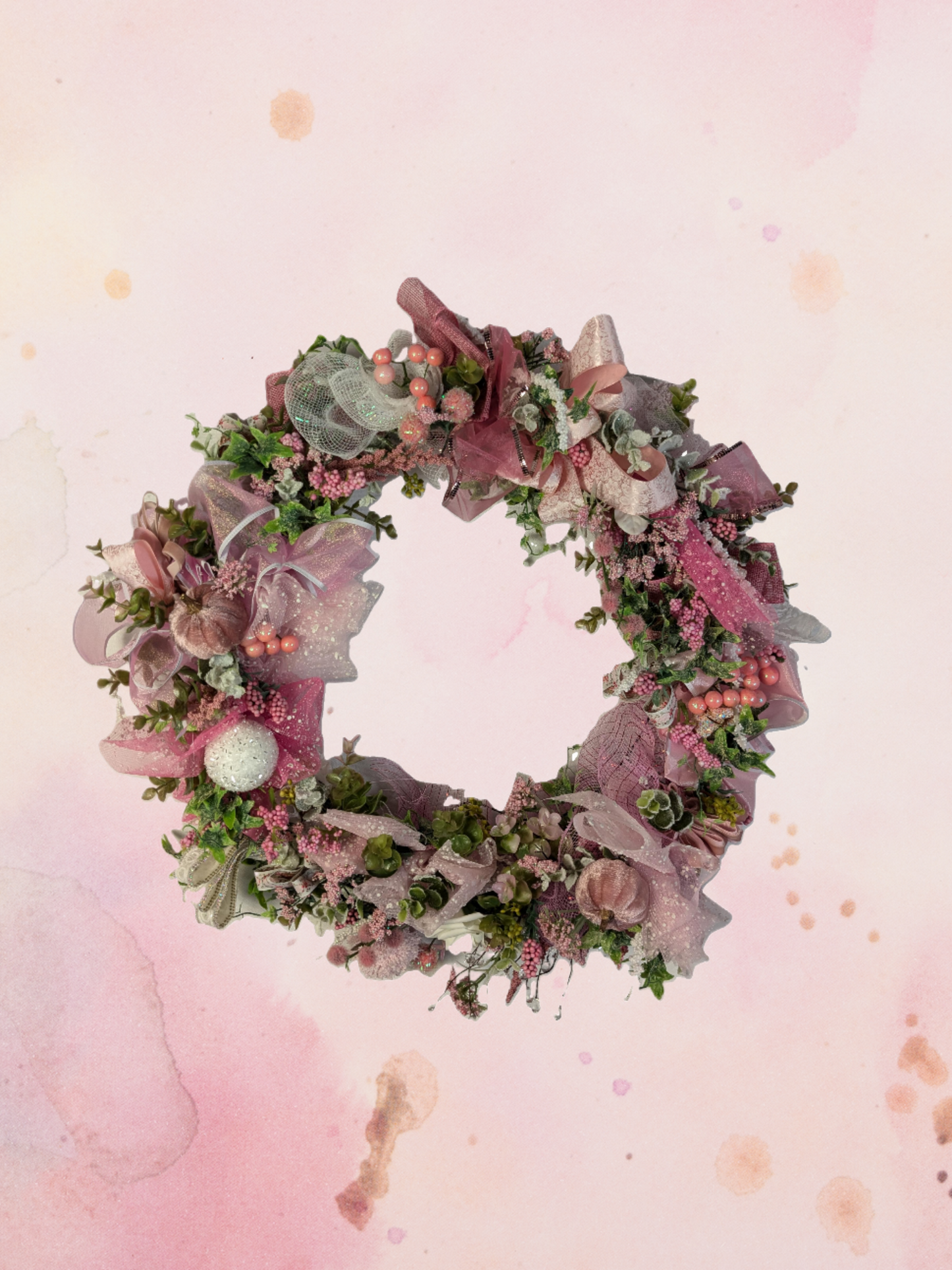 Elegant Pink Floral Handmade Wreath