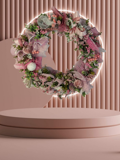 Elegant Pink Floral Handmade Wreath