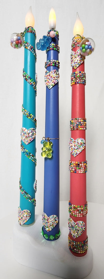 Candy-Inspired LED Candle Set with Custom 3D-Printed Holder