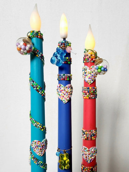 Candy-Inspired LED Candle Set with Custom 3D-Printed Holder