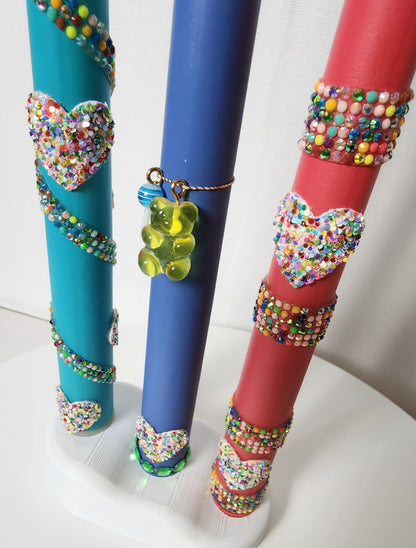 Candy-Inspired LED Candle Set with Custom 3D-Printed Holder