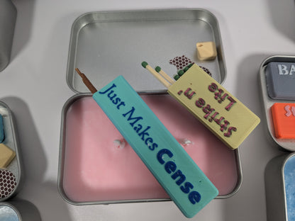 Just Makes Cense, Custom Scented Candle and Incense Burner Combo Tin