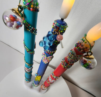 Candy-Inspired LED Candle Set with Custom 3D-Printed Holder